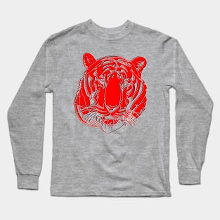 Chinese Tiger Head Feline portrait Wildcat face profile Long Sleeve T-Shirt